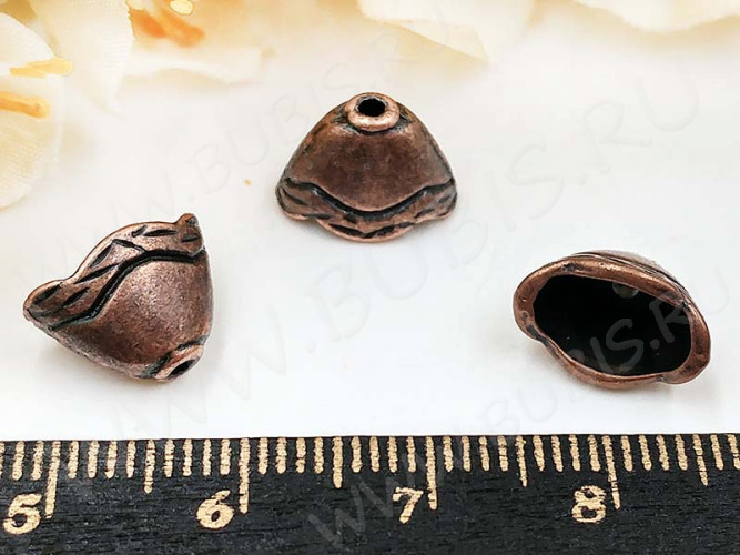 260 Шапочка-колпачок 11,5*8*8мм античная медь (литьё)