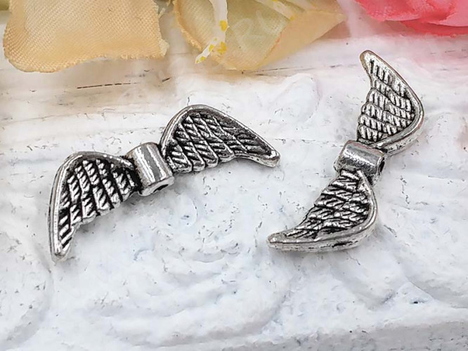 (СКИДКИ!!!) Бусина 188 Крылья 15 3D 21,5*7,5*3мм античное серебро (литьё) (10шт.)