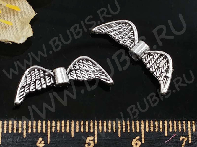 (СКИДКИ!!!) Бусина 188 Крылья 15 3D 21,5*7,5*3мм античное серебро (литьё) (10шт.)