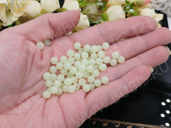 Бусина округлая 58 Шар 6мм СВЕТОНАКОПИТЕЛЬНЫЙ непрозрачный (акрил) (50шт.)