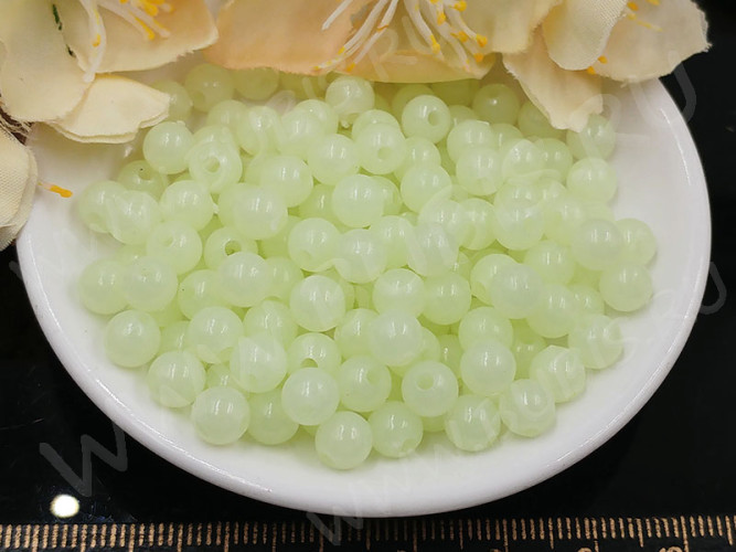 Бусина округлая 58 Шар 6мм СВЕТОНАКОПИТЕЛЬНЫЙ непрозрачный (акрил) (50шт.)