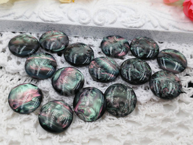 Кабошон декоративный 53 Круг имитация Гелиотиса (Пауа) 20*20*6мм мультиколор (резин)