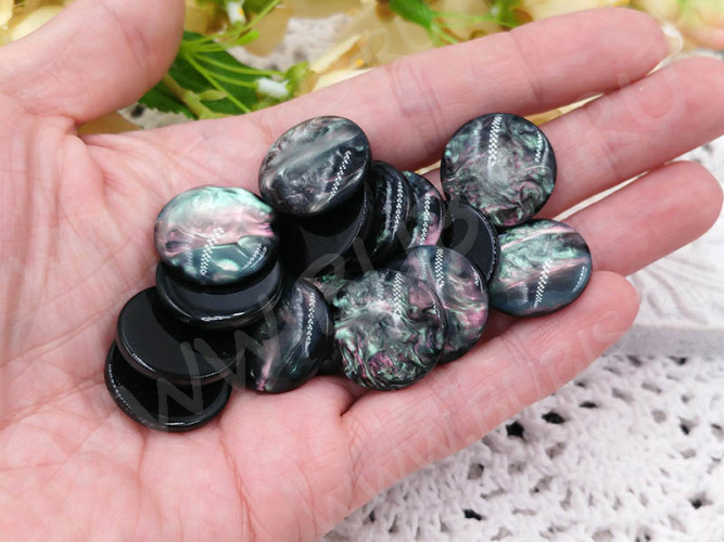 Кабошон декоративный 53 Круг имитация Гелиотиса (Пауа) 20*20*6мм мультиколор (резин)