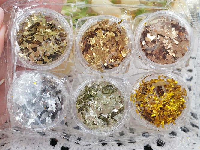 Наполнение для смолы и бутылочек 104 Комплект блёсток ФОЛЬГИ МИКС цветов (декор)