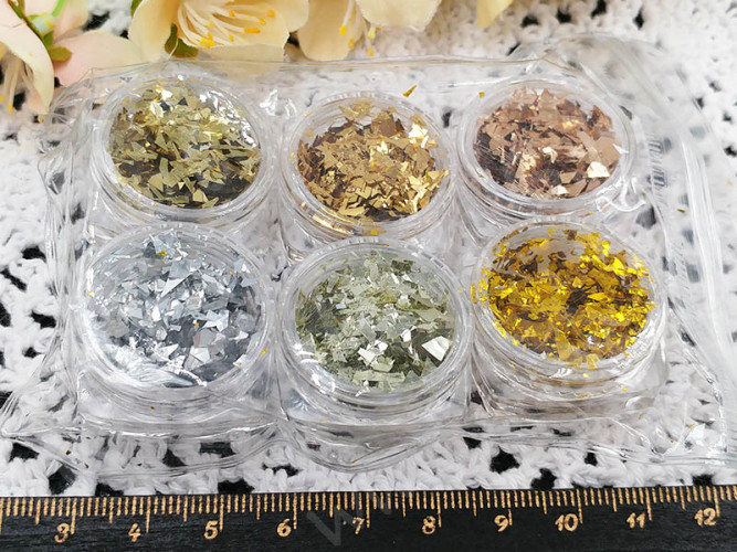 Наполнение для смолы и бутылочек 104 Комплект блёсток ФОЛЬГИ МИКС цветов (декор)