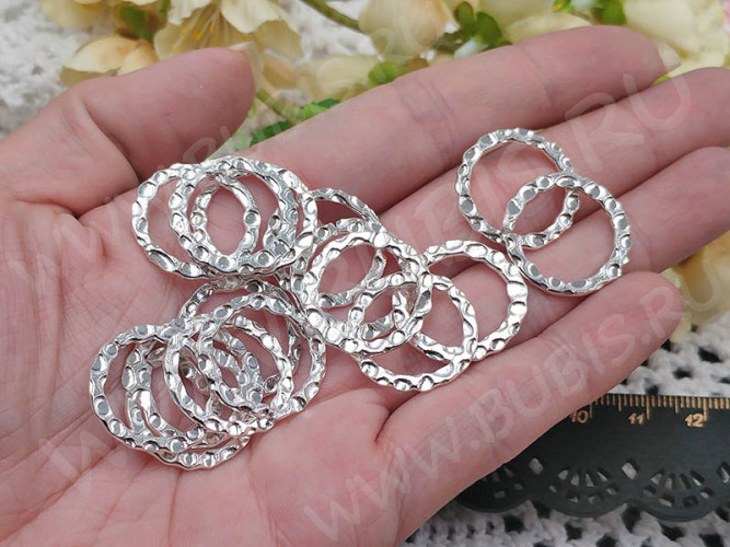 Кольцо декоративное 38 рамка разъёмное 21*21*1,4мм серебристое (Iron)