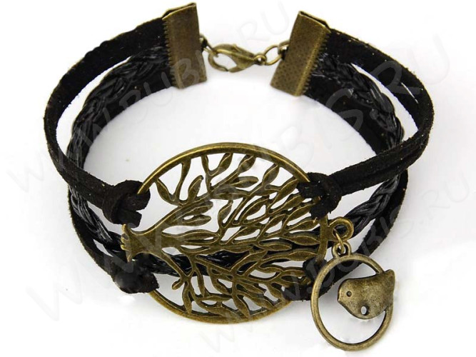 Подвеска Дерево жизни 18 коннектор в круге 38*34*2мм античная бронза (литьё)