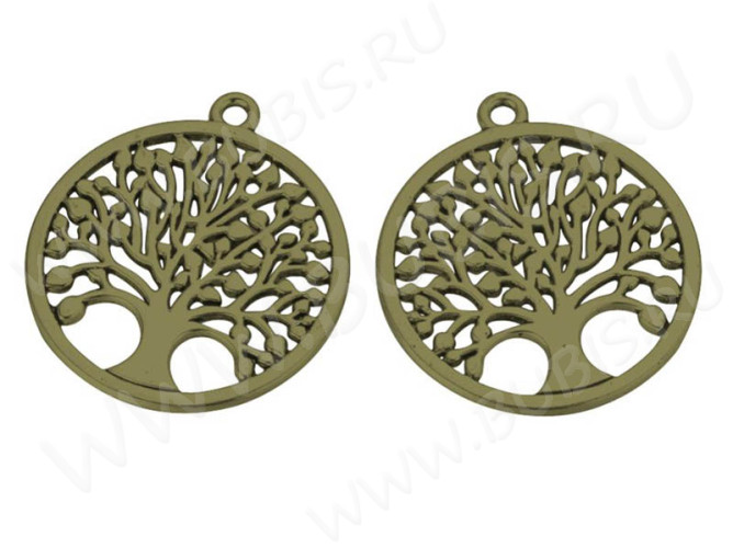 Подвеска Дерево жизни 18 коннектор в круге 38*34*2мм античная бронза (литьё)
