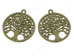 Подвеска Дерево жизни 18 коннектор в круге 38*34*2мм античная бронза (литьё)