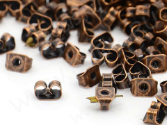 (СКИДКИ!!!) Зажимы для пуссет(гвоздиков) и швенз №01 5*3,5*2,8мм античная медь (Iron) (50 пар)