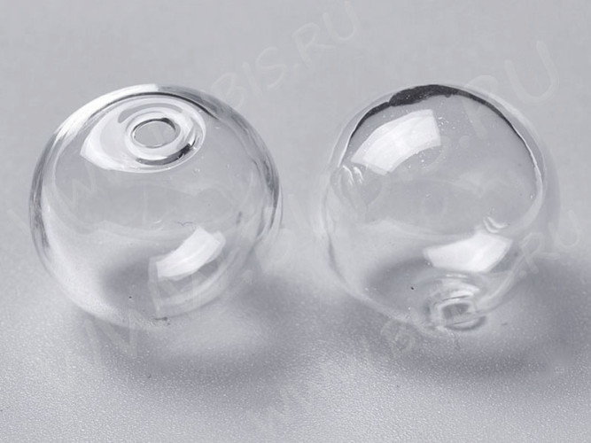 Пузырь стеклянный 46 Сфера с одним отверстием (2мм) 16мм прозрачный (стекло)
