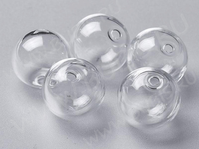 Пузырь стеклянный 46 Сфера с одним отверстием (2мм) 16мм прозрачный (стекло)