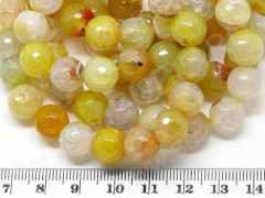 Бусина округлая ГРАНЁНАЯ 10мм Агат кракле жёлто-молочный (камни)