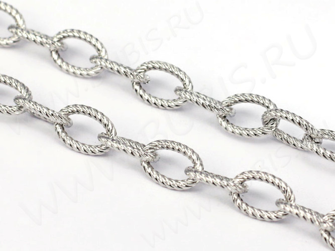 Цепочка S37 Ювелирная сталь крупная с узором 9*6,5*1,5мм цвет платины (Хирургическая сталь) (50см)