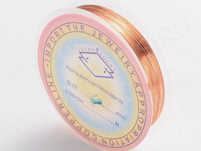 Проволока медная 02 толщина 0,2мм светло-медная (Copper) (35м)