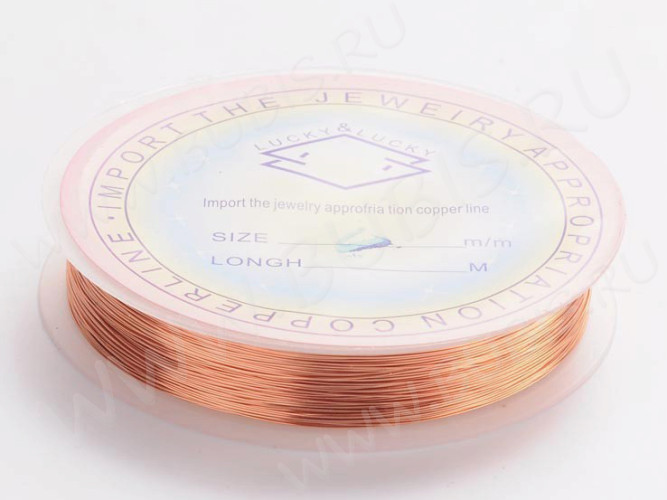 Проволока медная 02 толщина 0,2мм светло-медная (Copper) (35м)