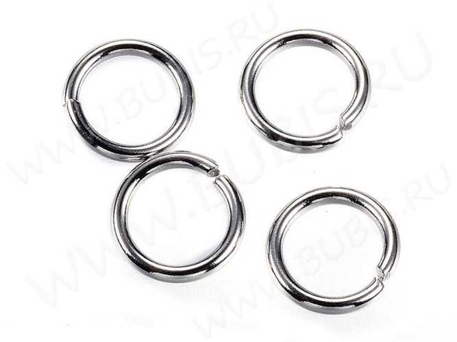 Колечки одинарные 8*1мм Ювелирная сталь цвет платины (Хирургическая сталь) (50шт)