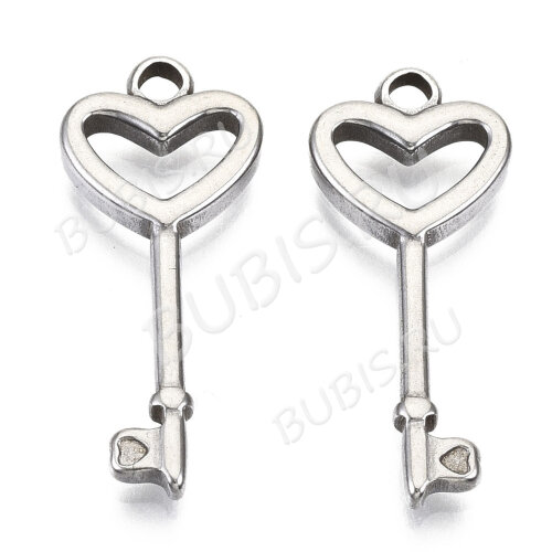 Подвеска Ключик 56 двухсторонний 25*10*2мм цвет платины (Хирургическая сталь)