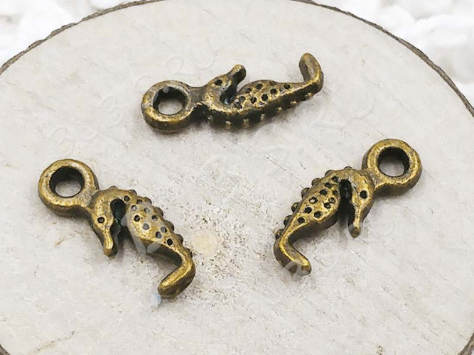 (СКИДКИ!!!) Подвеска Морской конёк 05 3D 13*5*2,5мм античная бронза (литьё) (10шт.)