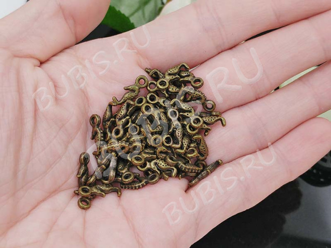 (СКИДКИ!!!) Подвеска Морской конёк 05 3D 13*5*2,5мм античная бронза (литьё) (10шт.)