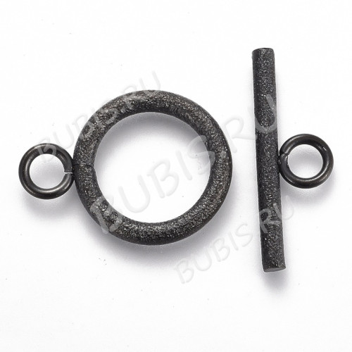 182-B Тоггл округлый с текстурой 18*14мм и 20*7мм чёрный (Хирургическая сталь)