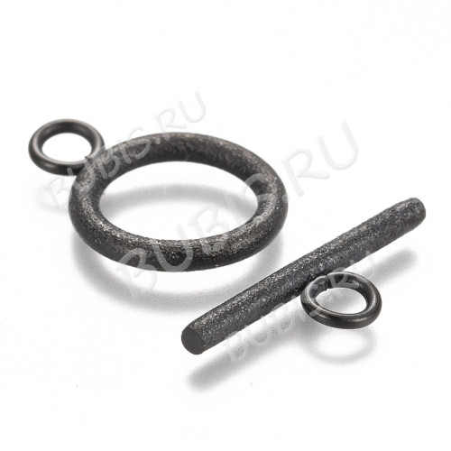 182-B Тоггл округлый с текстурой 18*14мм и 20*7мм чёрный (Хирургическая сталь)