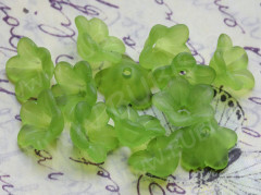 Бусина акрил Цветочек 03 матовый чашечка 12,5*12,5*6,2мм жёлто-зелёный полупрозрачный (акрил) (10шт.)