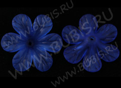 Бусина акрил Цветочек 22 матовый 33,5*30,5*9мм синий полупрозрачный (акрил)