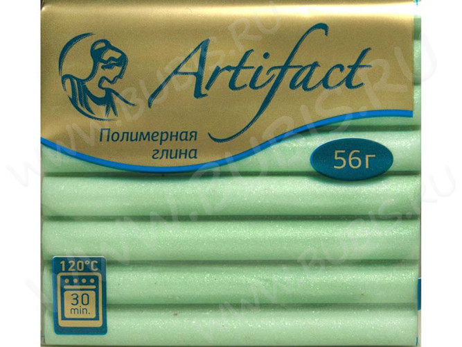 Полимерная глина Артефакт 757 зеленый перламутр 56г.