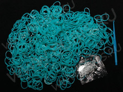(РАСПРОДАЖА!!!) Набор для плетения браслетов 52 Loom Bands в пакете БИРЮЗОВЫХ непрозрачных (Loom Bands) (600 резинок)