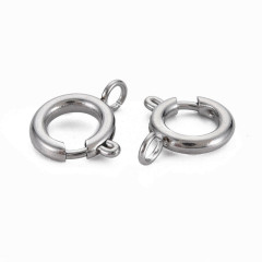 Замочек карабин №122 кольцо круглый 14*12*4мм цвет платины (Хирургическая сталь)  