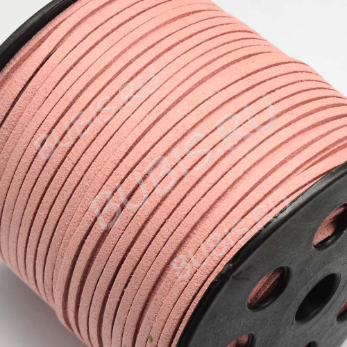 Замшевый шнур 04 плоский 4*1,4мм лососёвый розовый (1м)