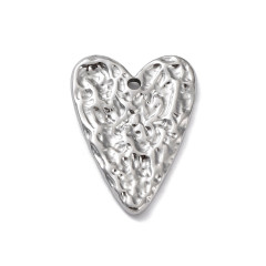 Подвеска Сердечко 76 стальное с узором 21*19мм цвет платины (Хирургическая сталь)