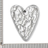 Купить Подвеска Сердечко 76 стальное с узором 21*19мм цвет платины (Хирургическая сталь) с доставкой по России