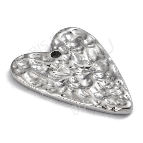Подвеска Сердечко 76 стальное с узором 21*19мм цвет платины (Хирургическая сталь)
