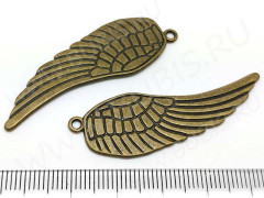 Подвеска Крыло 13 3D большое 49,5*16*1,3мм античная бронза (литьё)
