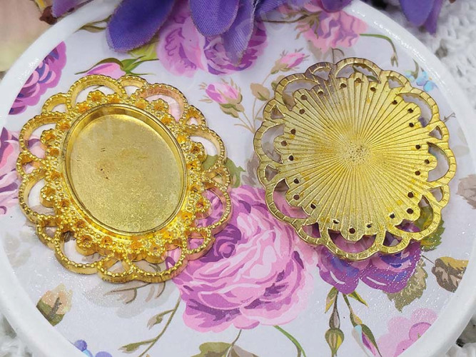 Подвеска-сеттинг Овал 08 (сеттинг 24-25*18мм) 40*35*1,9мм золотистый (литьё)