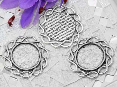 Подвеска-сеттинг Круг 23 коннектор (сеттинг 20мм) 34*34*2мм античное серебро (литьё)