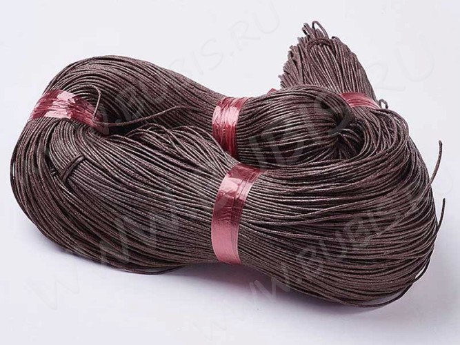 (СКИДКИ!!!) Вощёный х/б шнур 1мм цвет темно-коричневый (ок. 70м)