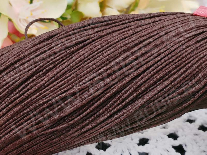 (СКИДКИ!!!) Вощёный х/б шнур 1мм цвет темно-коричневый (ок. 70м)