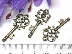 Подвеска Ключик 21 3D ажурный 32,5*13,5*2мм античная бронза (литьё)
