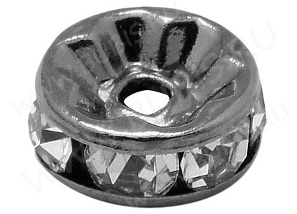 Рондель со стразами 17 8*8*3,5мм чёрный никель с прозрачными стразами (Brass и стекло)