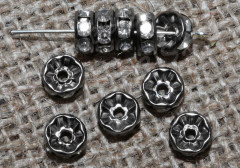 Рондель со стразами 17 8*8*3,5мм чёрный никель с прозрачными стразами (Brass и стекло)