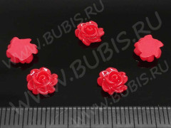 Кабошон декоративный 48 Розочка 7*7*3мм красная (резин) (5шт.)