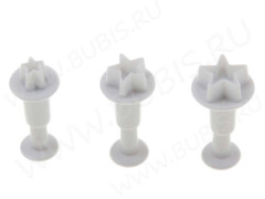 Плунжер 13 Звездочки набор 1,5см, 1,3см и 1,1см белый (пластик) (инструменты для моделирования) (3шт.)