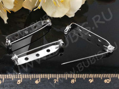 Основа (заготовка) для броши №86 Булавка 3 отверстия с замочком 35*6*5мм цвет платины (Iron)