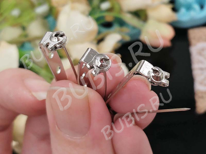 Основа (заготовка) для броши №86 Булавка 3 отверстия с замочком 35*6*5мм цвет платины (Iron)