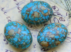 Бусина каменная Овал 03 Мозаика 19,5*15*9,5мм Турквенит голубой (камни)