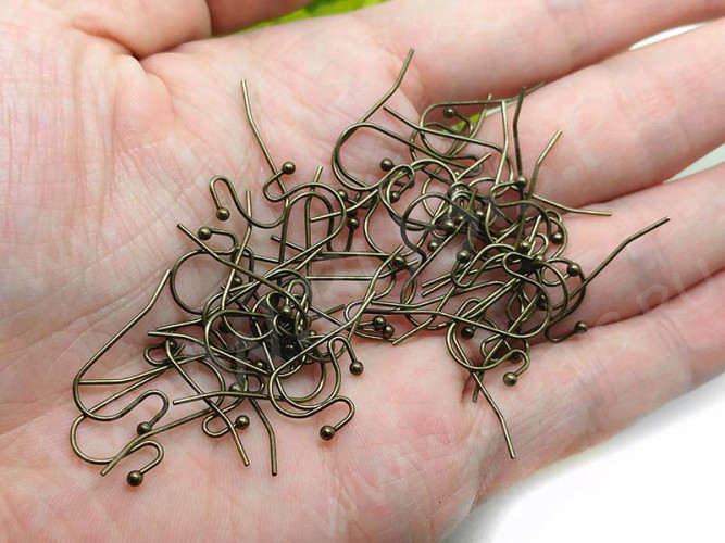 (СКИДКИ!!!) Швензы-крючки №047 с шариком 22*11*0,65мм античная бронза (Brass) (10 пар)