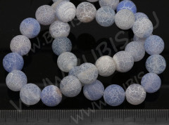 Бусина округлая 10мм матовый Агат кракле св.синий полупрозрачный (камни)